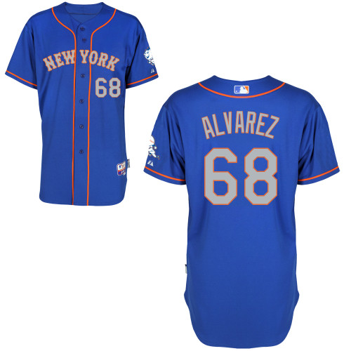 Dario alvarez #68 mlb Jersey-New York Mets Women's Authentic Blue Road Baseball Jersey